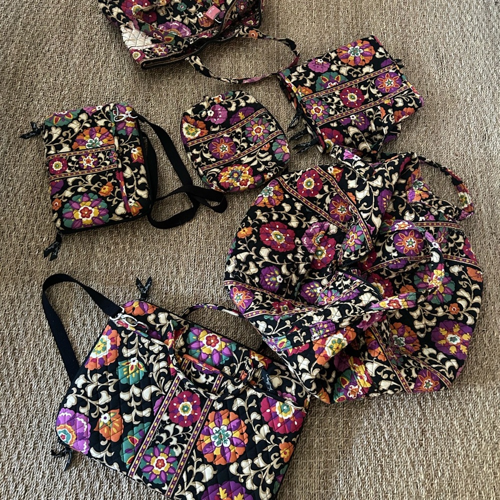 Vera Bradley Black Floral Quilted Crossbody, Duffle, Hardshell Electronics Set